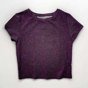 Wild Fable Purple Glitter Crop Top S Rave Shirt Clubwear Festival Party Sparkle